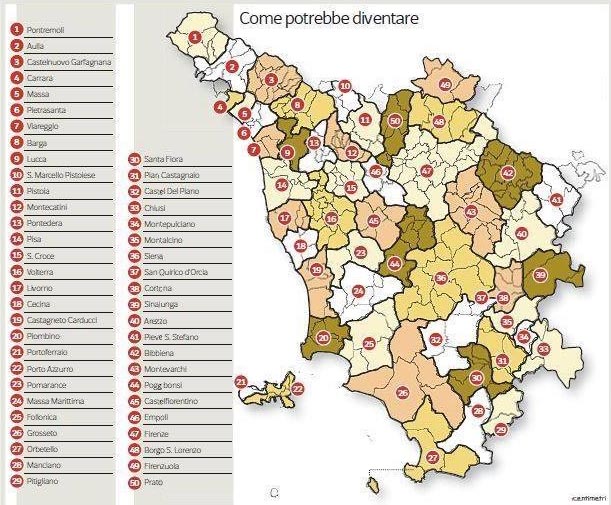 Toscana: la fusione dei Comuni è antidemocratica e antistorica