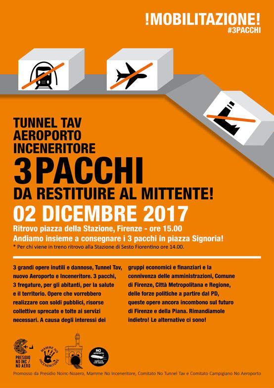 Aeroporto, Inceneritori, Tav sono “pacchi” da restituire. Appello alla Piana per una mobilitazione contro grandi opere e nocività