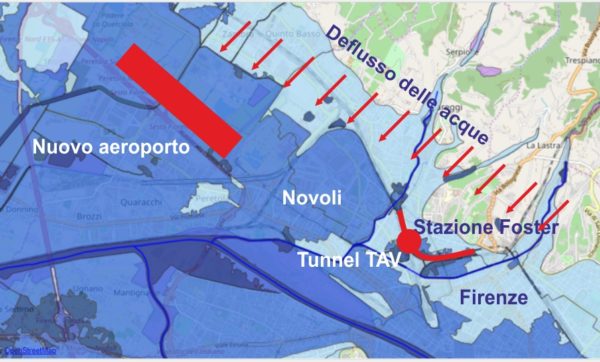 Disastri ambientali e l'effetto diga del nuovo aeroporto e del tunnel Tav a Firenze