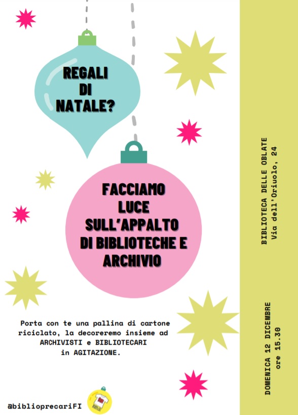 Bibliotecari in appalto, domenica 12 la prima mobilitazione
