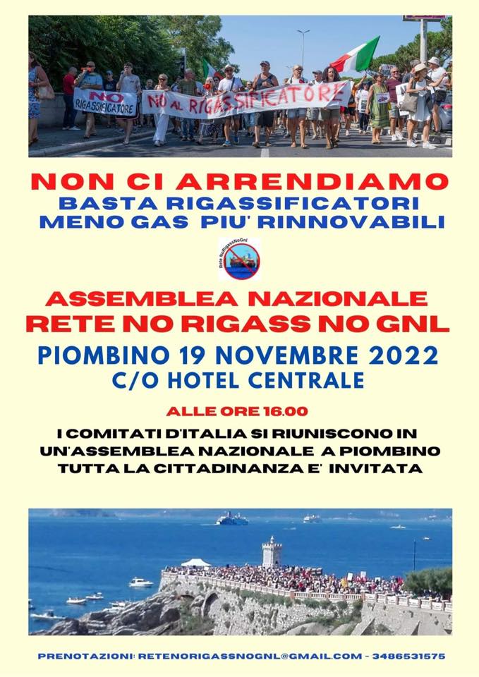 Nasce la Rete nazionale No rigassificatori No GNL: a Piombino la prima assemblea