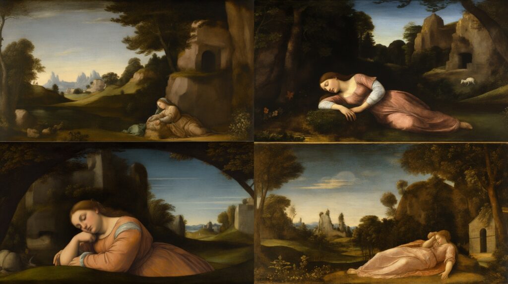 Immagine che contiene dipinto, arte, mitologia, Arti visive Descrizione generata automaticamente